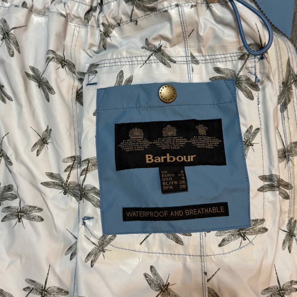 BARBOUR Waterproof Breathable Hooded Raincoat Light Blue Women's 4 $398 - Picture 3 of 12